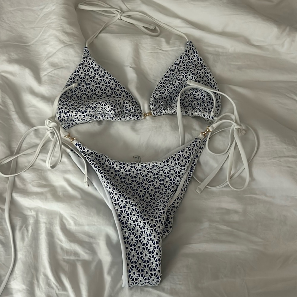 Blue mediterranean bikini.